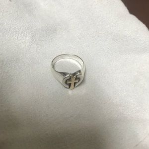 James Avery Silver and Gold Cross Ring
